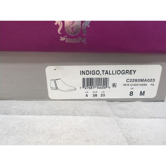 Fergie Booties Womens 8 Indigo, Talliogrey Suede Faux Snake Skin Zipper - Picture 3 of 16